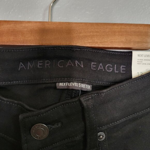 NWT American Eagle Women's High V-rise Skinny Jegging Distressed Black 12 Long - Picture 5 of 5